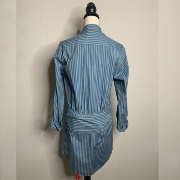 NWT La Ligne Carine Olive & Blue Stripe Long Sleeve Mini Dress - Picture 7 of 12